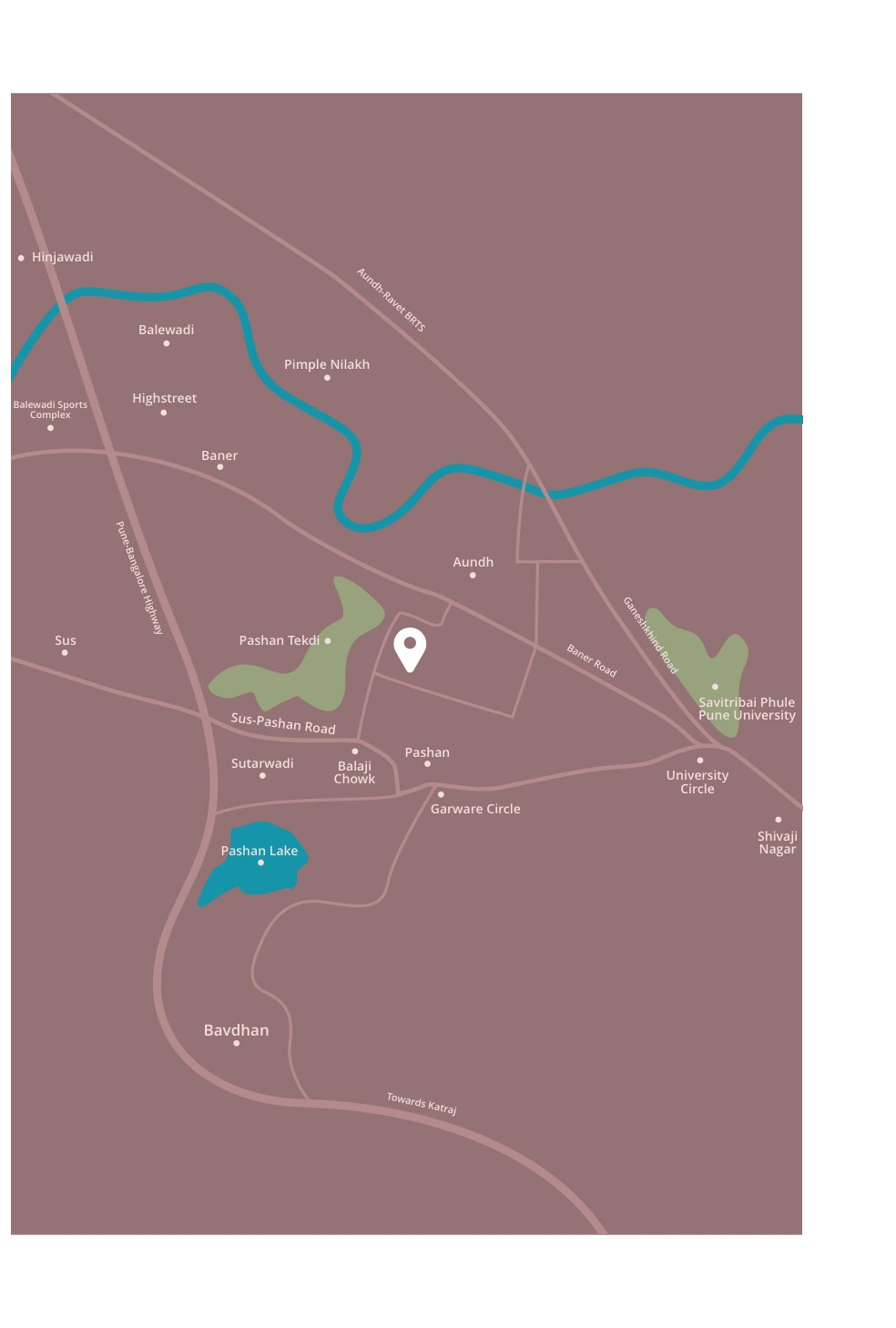Montage location map in Pashan, Pune